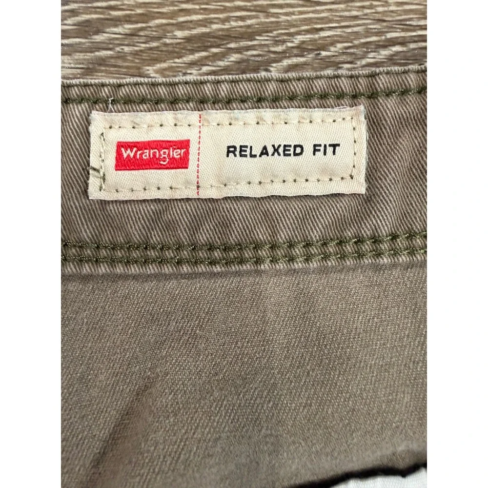 Wrangler Pants Mens 36x32 Relaxed Fit Cargo Brown Cotton‎ Distressed